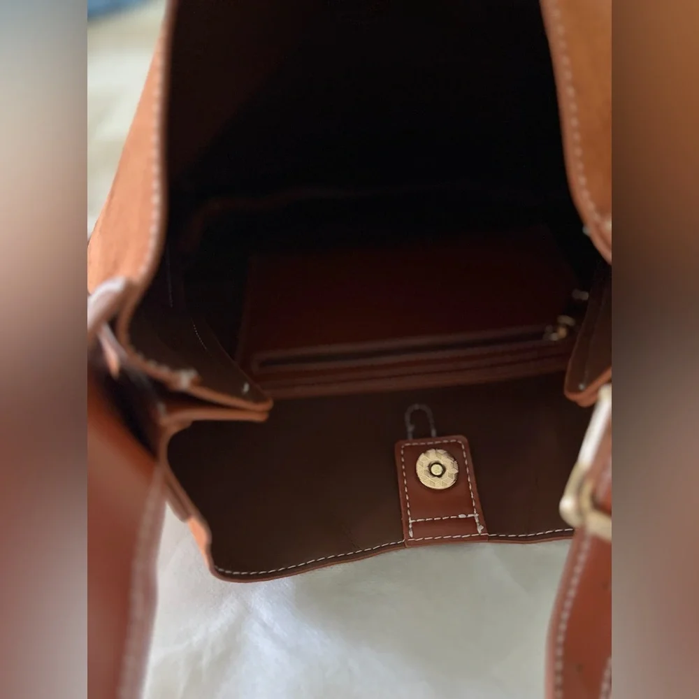 NWOT Brown Suede & Leather Bag